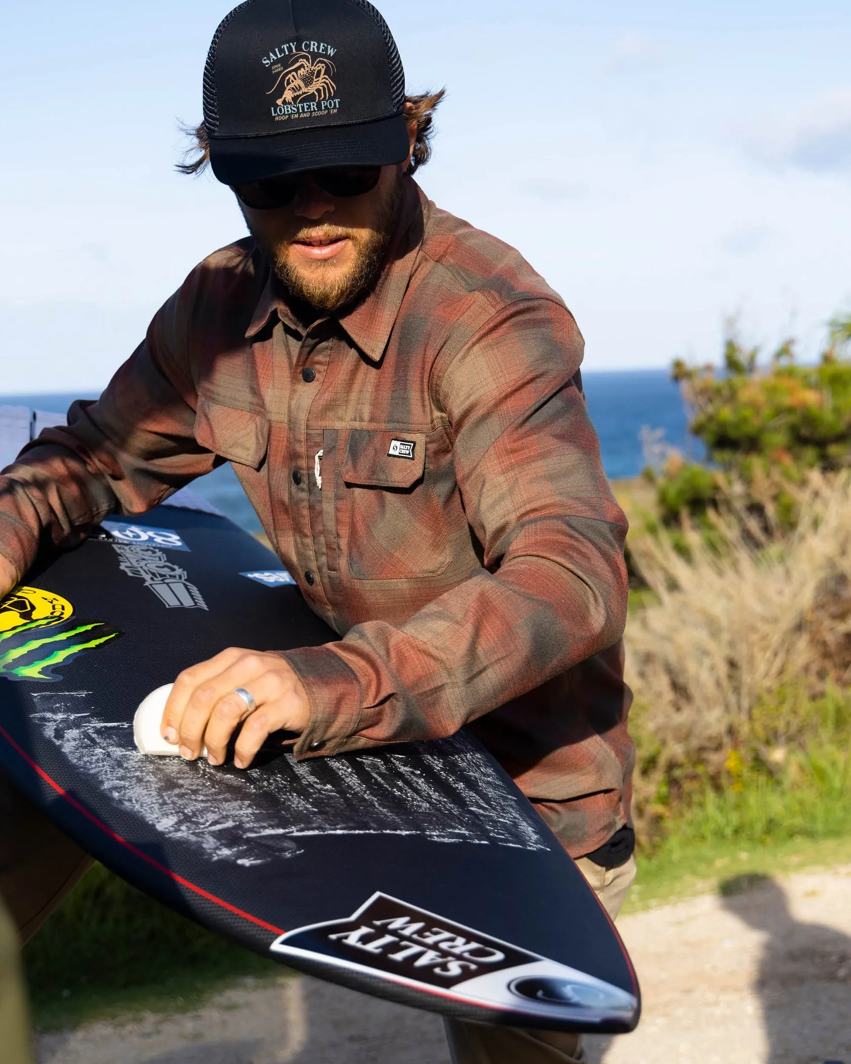 Salty Crew Fathom Tech Flannel - BURGUNDY sold by Sun Diego Boardshops