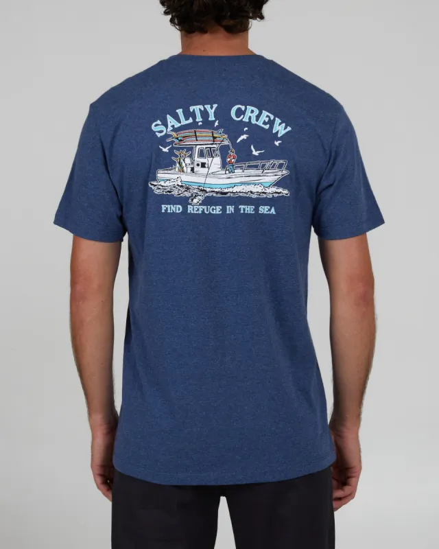 Salty Crew Fish On S/S Classic Tee - NAVY HEATHER sold by Sun Diego Boardshops