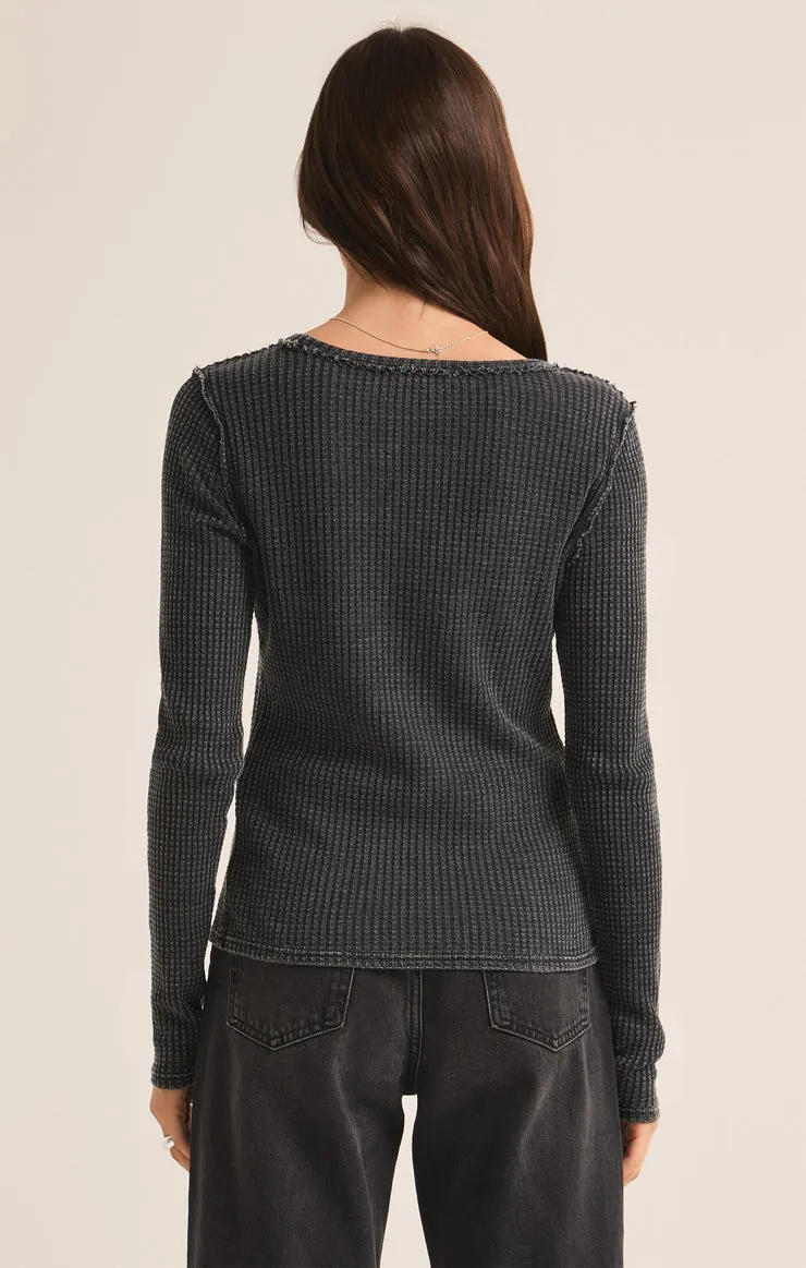 Z-Supply Arlet Thermal Long Sleeve Top - JET BLACK sold by Sun Diego Boardshops product image thumbnail 2