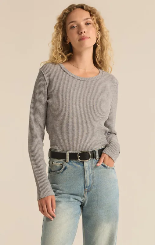 Z-Supply Arlet Thermal Long Sleeve Top - CLASSIC HEATHER GREY sold by Sun Diego Boardshops