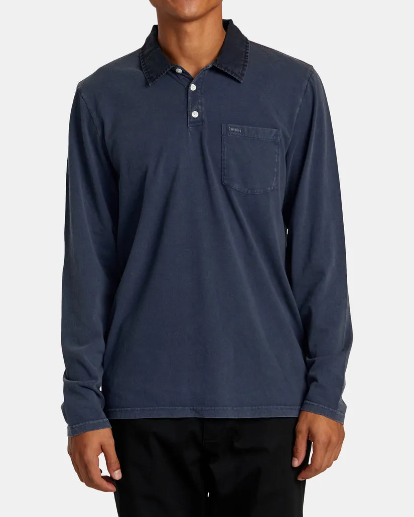 RVCA PTC Polo II Long Sleeve Shirt - MOODY BLUE sold by Sun Diego Boardshops