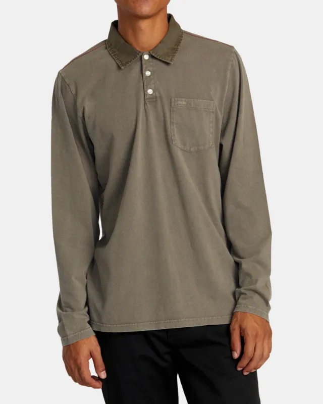 RVCA PTC Polo II Long Sleeve Shirt - MUSHROOM sold by Sun Diego Boardshops