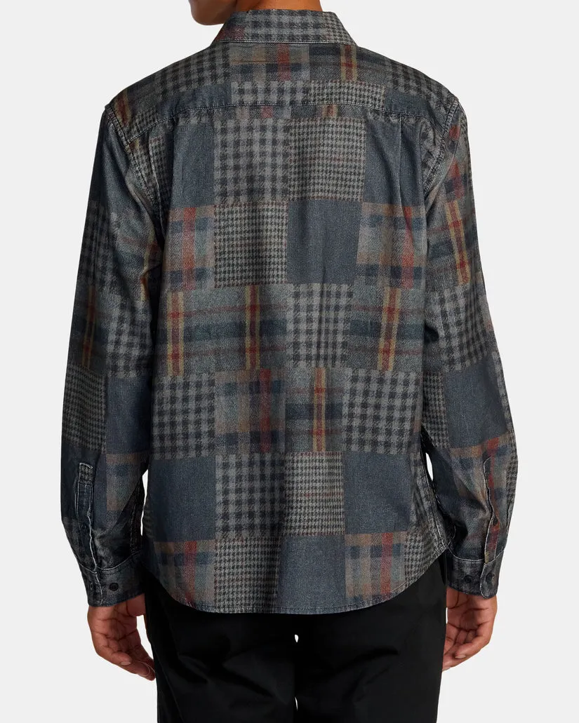 RVCA FREEMAN CORD PRINT LONG SLEEVE SHIRT - NAVY MARINE sold by Sun Diego Boardshops product image thumbnail 2