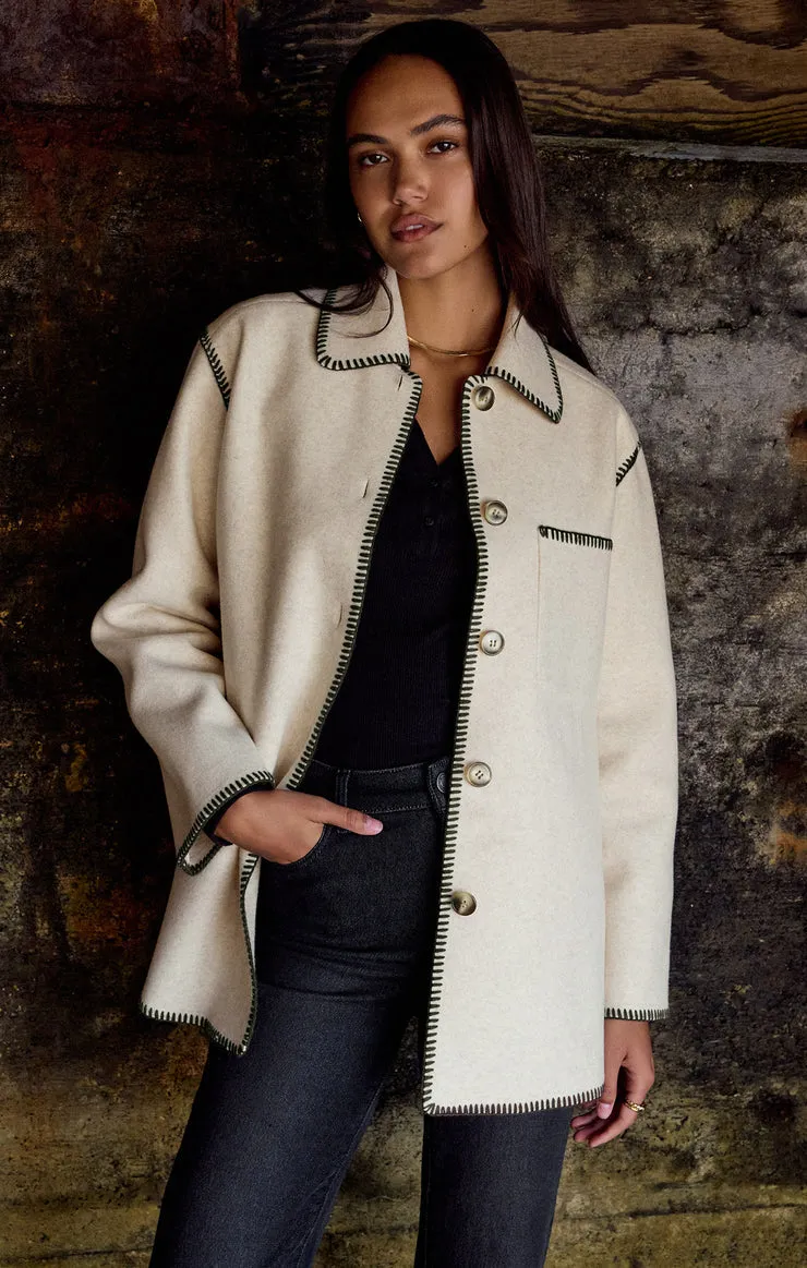 Z-Supply Olivia Whipstitch Jacket - OATMEAL HEATHER sold by Sun Diego Boardshops