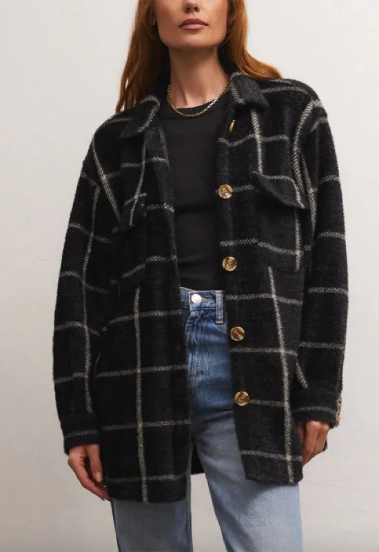 Z-Supply Plaid Tucker Shirt Jacket - WASHED BLACK sold by Sun Diego Boardshops