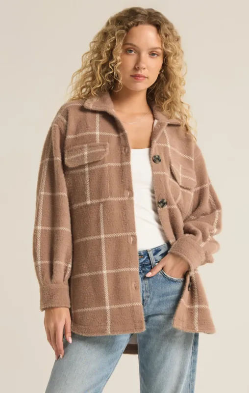 Z-Supply Plaid Tucker Shirt Jacket - HEATHER TAUPE sold by Sun Diego Boardshops