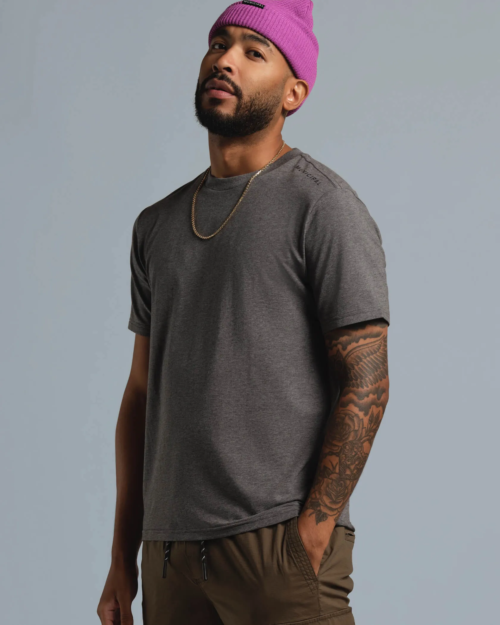 Municipal Enduro Stretch T-Shirt - CHARCOAL HEATHER/BLACK sold by Sun Diego Boardshops