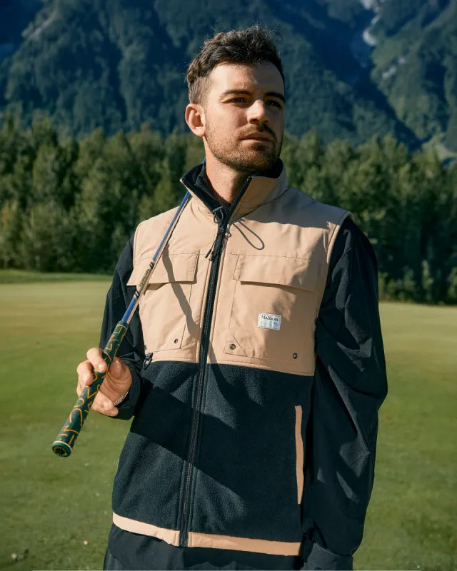 Malbon Golf Backcountry Polar Fleece Vest - KHAKI/BLACK sold by Sun Diego Boardshops