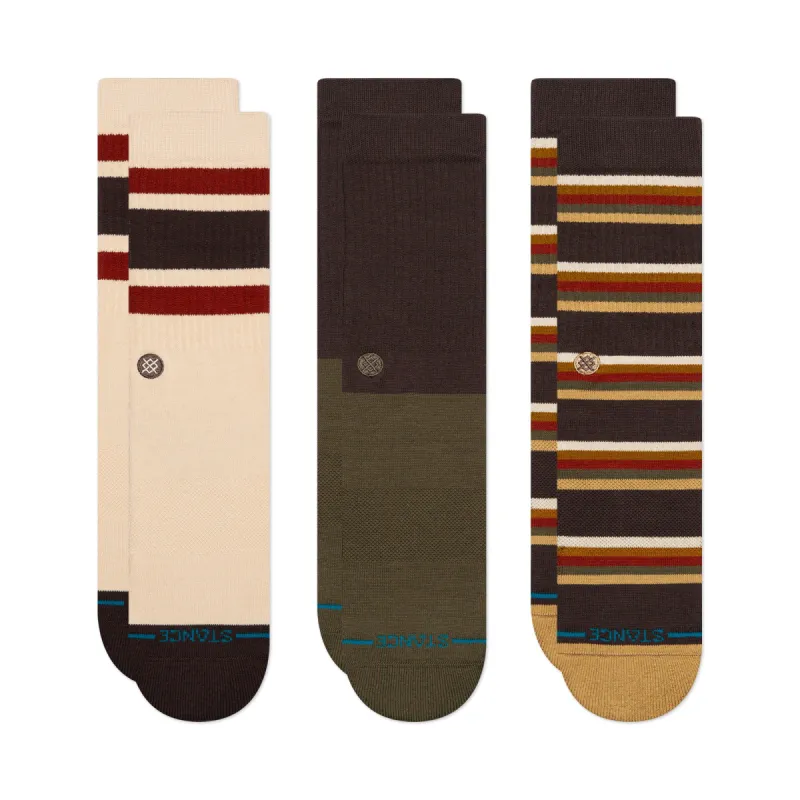 Stance Cotton Crew Socks 3 Pack - DARK BROWN sold by Sun Diego Boardshops
