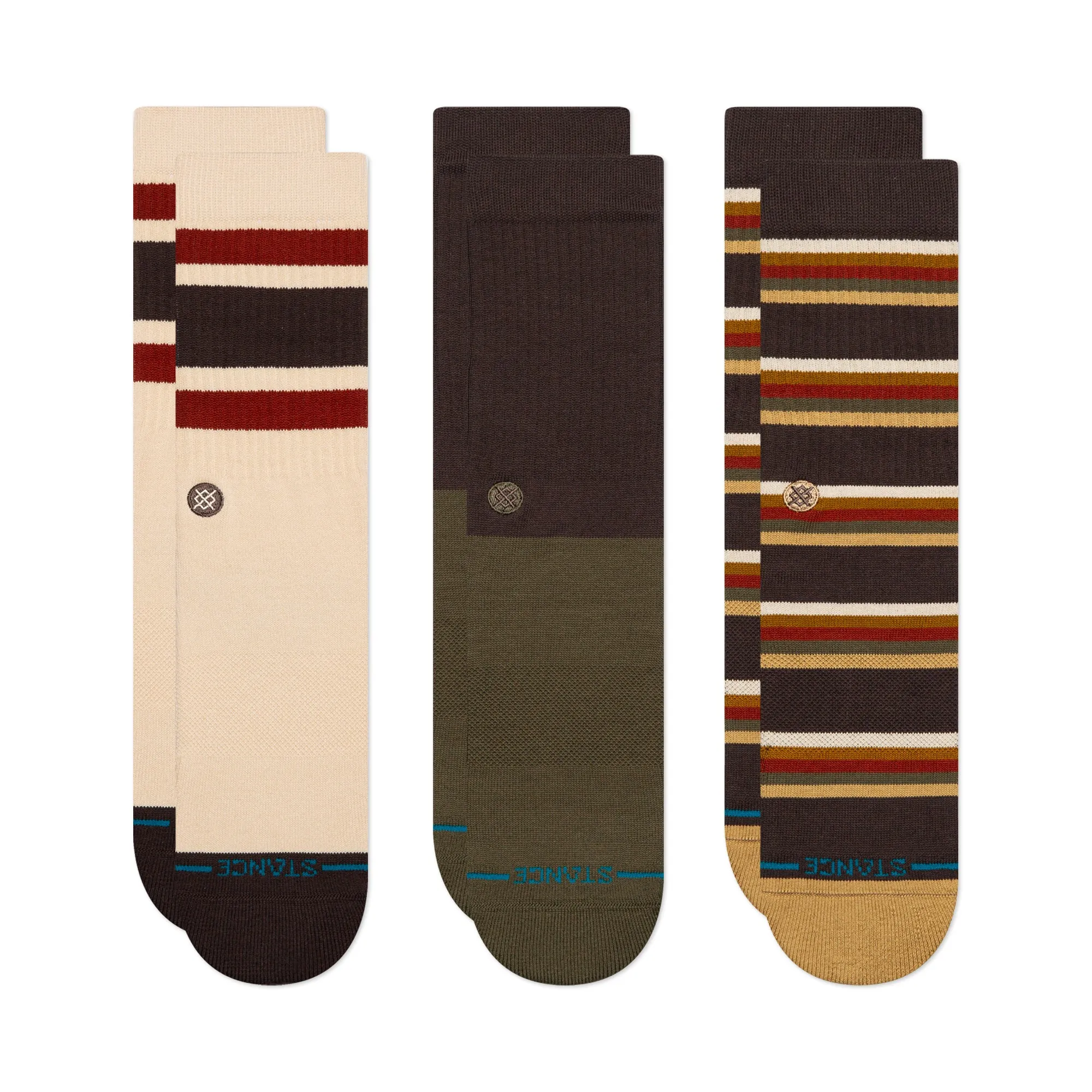 Stance Cotton Crew Socks 3 Pack - DARK BROWN sold by Sun Diego Boardshops