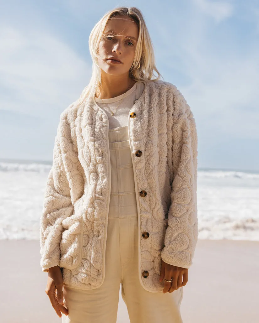 Billabong Fireside Cozy Buttoned Fleece Jacket - WHITE CAP sold by Sun Diego Boardshops