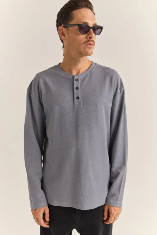 Rhythm Vintage Terry Ls Henley - INDIGO sold by Sun Diego Boardshops
