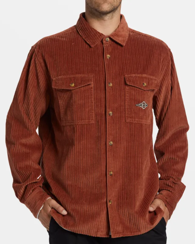 Billabong Bong Days Long Sleeve Cord Shirt - RUST made by Billabong