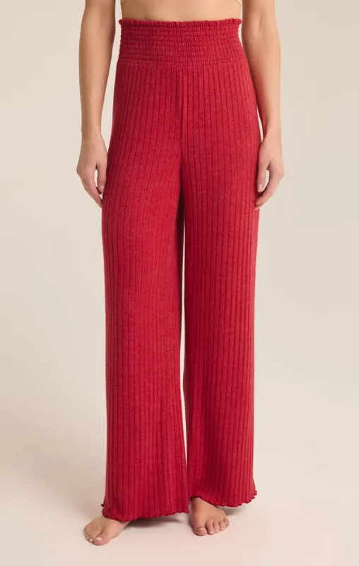 Z-Supply Dawn Smocked Rib Pant - HAUTE RED sold by Sun Diego Boardshops