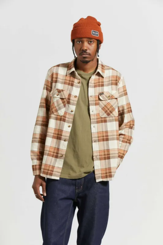 Brixton Bowery L/S Flannel - WHITECAP/PINECONE BROWN/BURRO BROWN sold by Sun Diego Boardshops