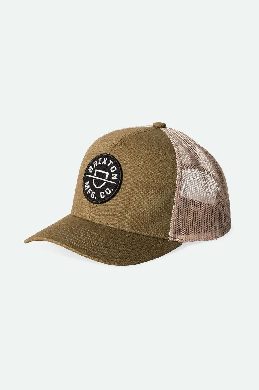 Brixton Crest Netplus Trucker Hat - VETIVER/KHAKI sold by Sun Diego Boardshops