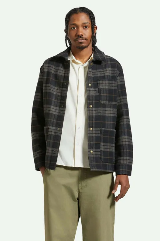 Brixton Shop Menswear Chore Coat - BLACK/CHARCOAL PLAID sold by Sun Diego Boardshops