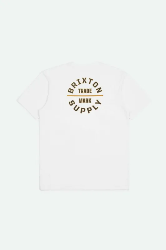 Brixton Oath V S/S Standard Tee - WHITE/WASHED BLACK/GOLD sold by Sun Diego Boardshops