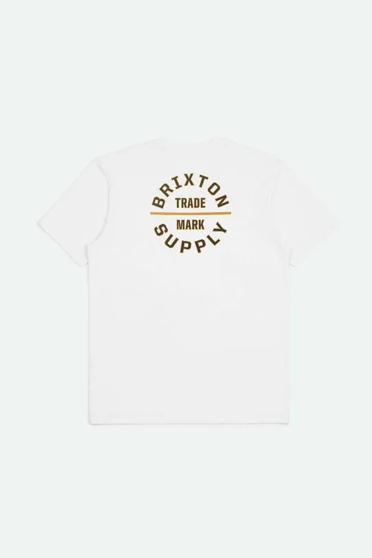 Brixton Oath V S/S Standard Tee - WHITE/WASHED BLACK/GOLD sold by Sun Diego Boardshops