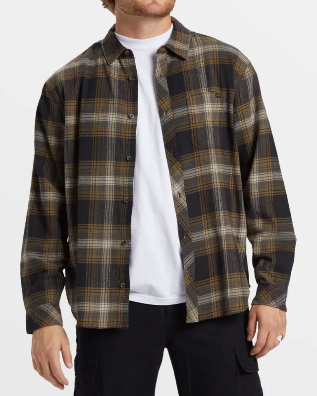 Billabong Coastline Long Sleeve Flannel Shirt - MILITARY sold by Sun Diego Boardshops