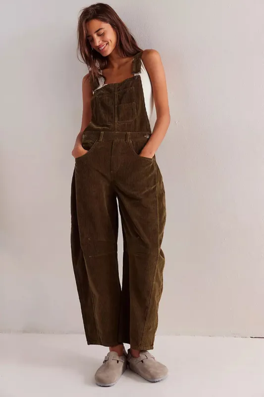 Free People We The Free Good Luck Cord Overalls - FIR GREEN sold by Sun Diego Boardshops