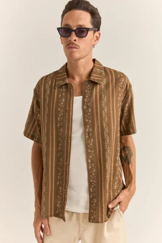 Rhythm Paisley Stripe Ss Shirt - TOBACCO sold by Sun Diego Boardshops