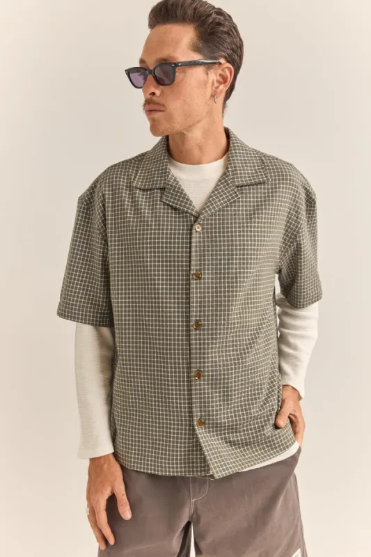 Rhythm Relaxed Check Ss Shirt - OLIVE sold by Sun Diego Boardshops