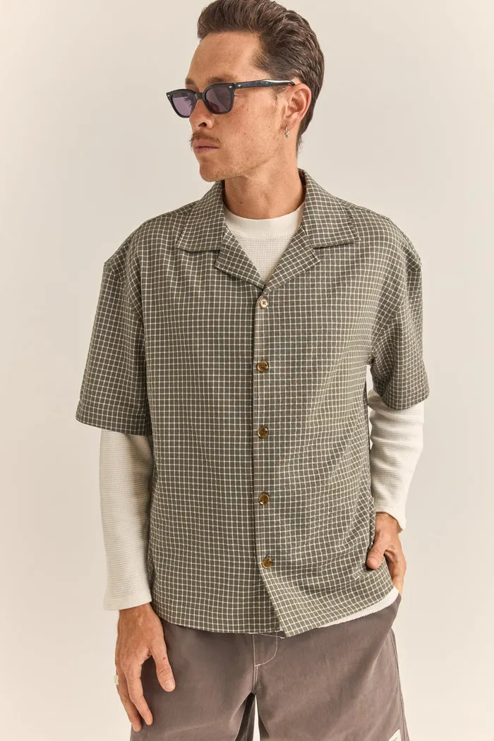 Rhythm Relaxed Check Ss Shirt - OLIVE sold by Sun Diego Boardshops