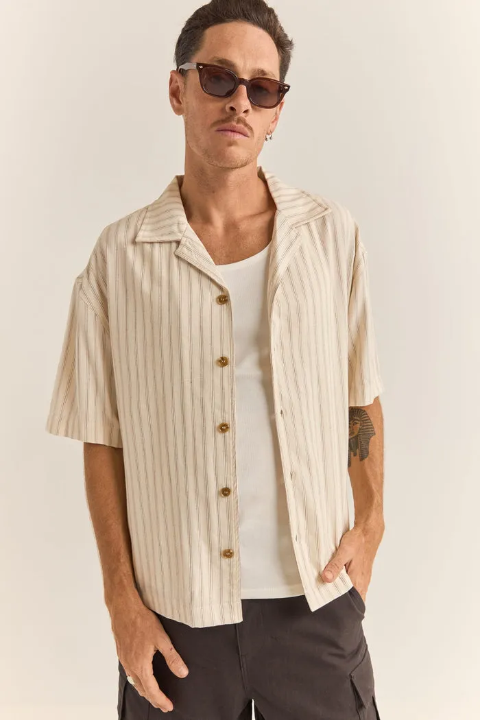 Rhythm Relaxed Stripe Ss Shirt - NATURAL sold by Sun Diego Boardshops