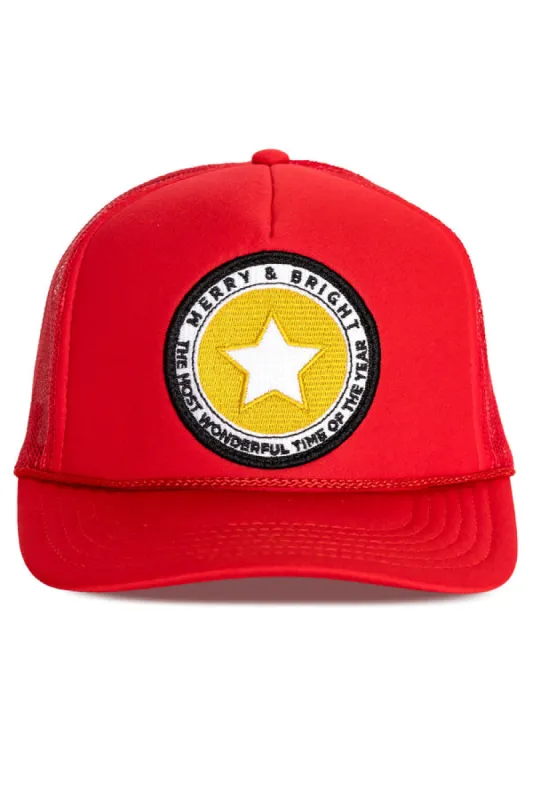 That Friday Feeling Merry and Bright Trucker Hat - RED sold by Sun Diego Boardshops