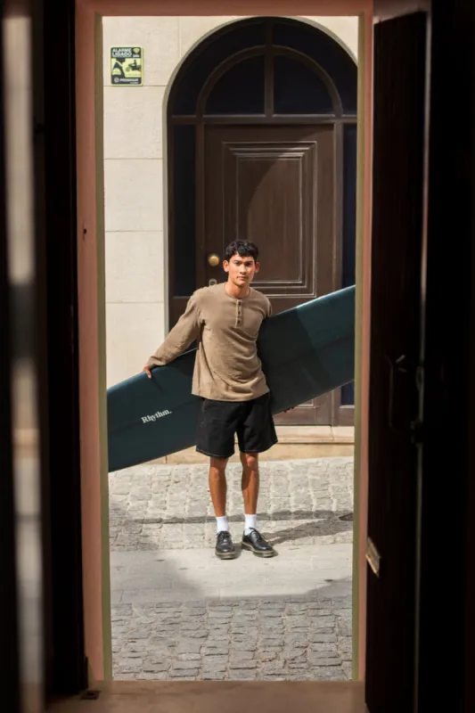 Rhythm Vintage Terry Ls Henley - OAK sold by Sun Diego Boardshops