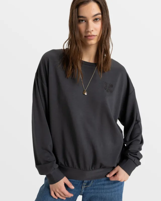 Roxy Surfing By Moonlight Pullover Sweatshirt - PHANTOM sold by Sun Diego Boardshops