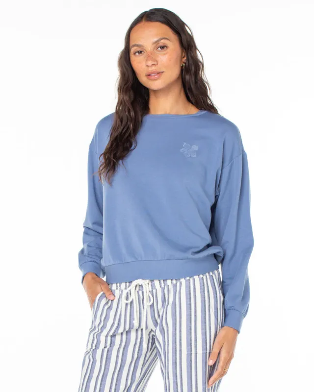 Roxy Surfing By Moonlight Pullover Sweatshirt - INFINITY BLUE sold by Sun Diego Boardshops