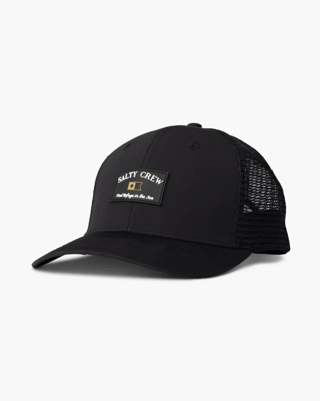 Salty Crew Steadfast Retro Trucker Hat - BLACK sold by Sun Diego Boardshops
