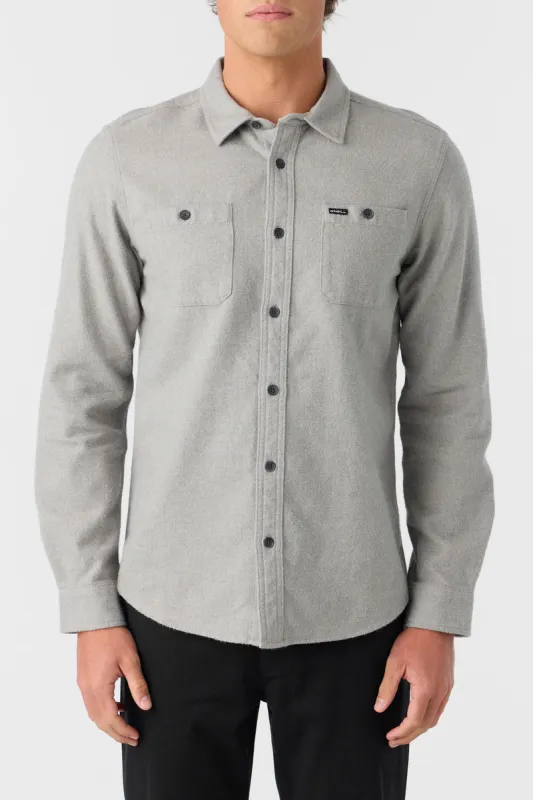 O'Neill BREAKWATER SOLID FLANNEL STANDARD FIT SHIRT - LIGHT GREY sold by Sun Diego Boardshops