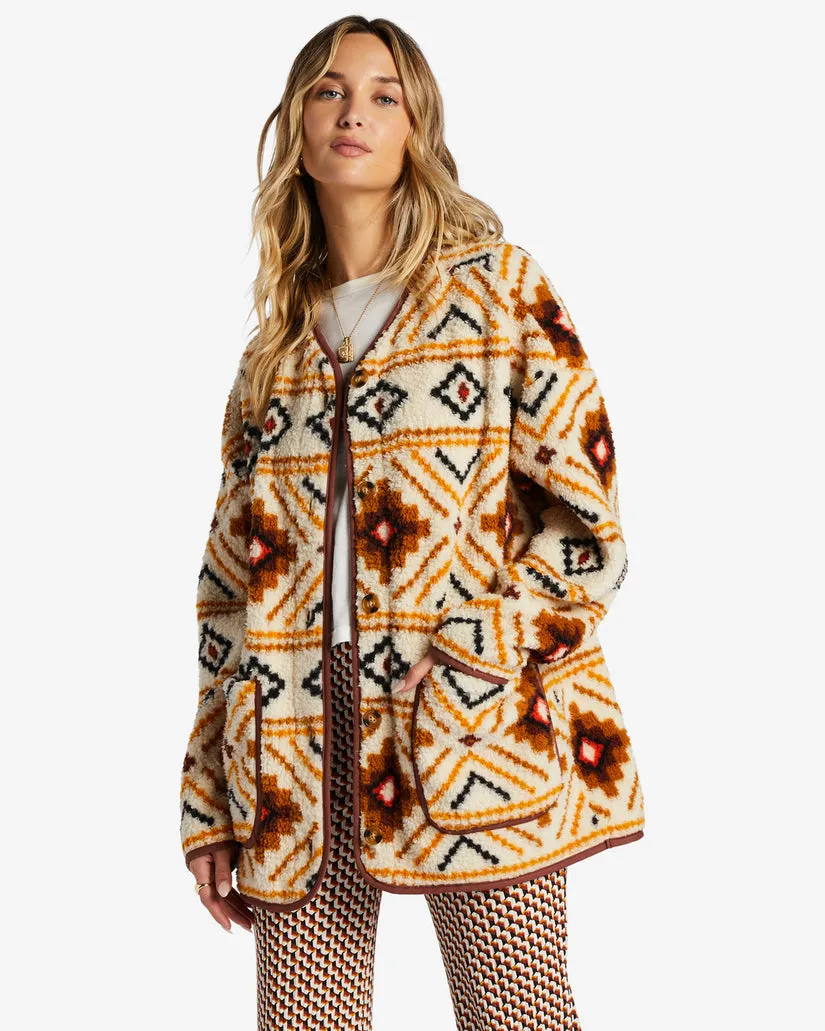 Billabong Fireside Cozy Buttoned Fleece Jacket - WHITE MULTI sold by Sun Diego Boardshops product image thumbnail 2