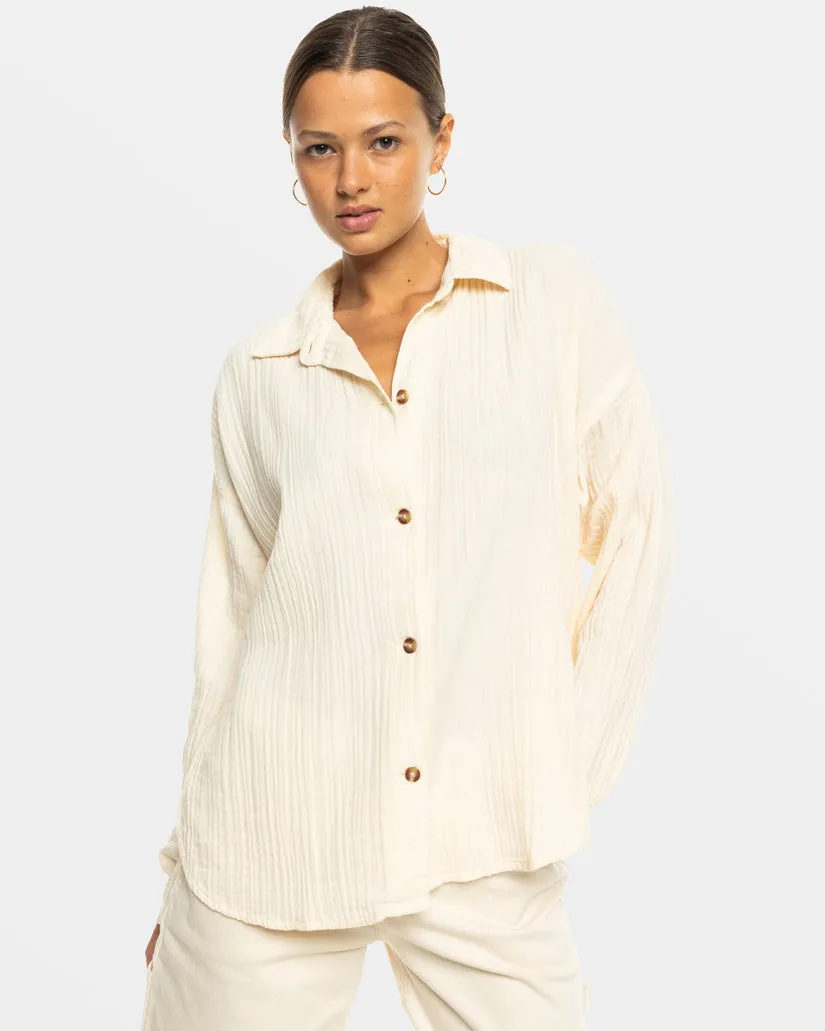 Roxy Morning Time Long Sleeve Shirt - PARCHMENT sold by Sun Diego Boardshops