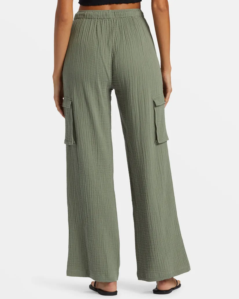 Roxy Precious Cargo Gauze High Waisted Pants - AGAVE GREEN sold by Sun Diego Boardshops product image thumbnail 3