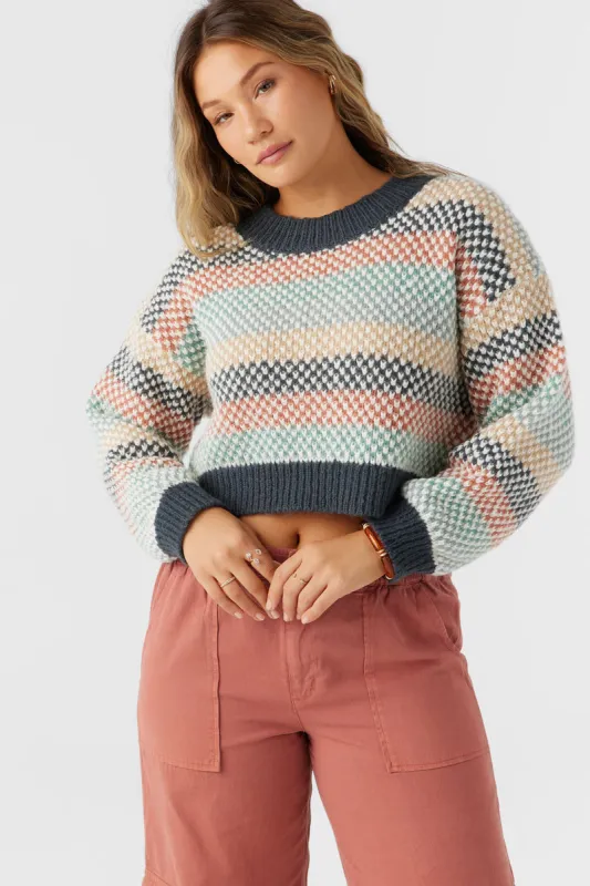ONeill BILLIE CROPPED STRIPE SWEATER - SLATE sold by Sun Diego Boardshops