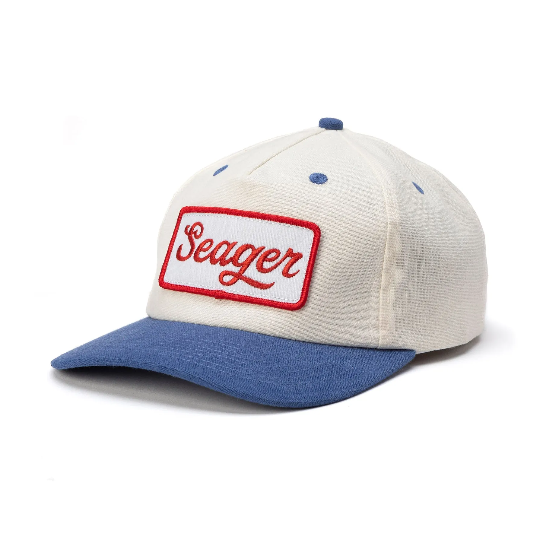 SEAGER Uncle Bill Hemp Snapback - CREAM/NAVY BLUE sold by Sun Diego Boardshops