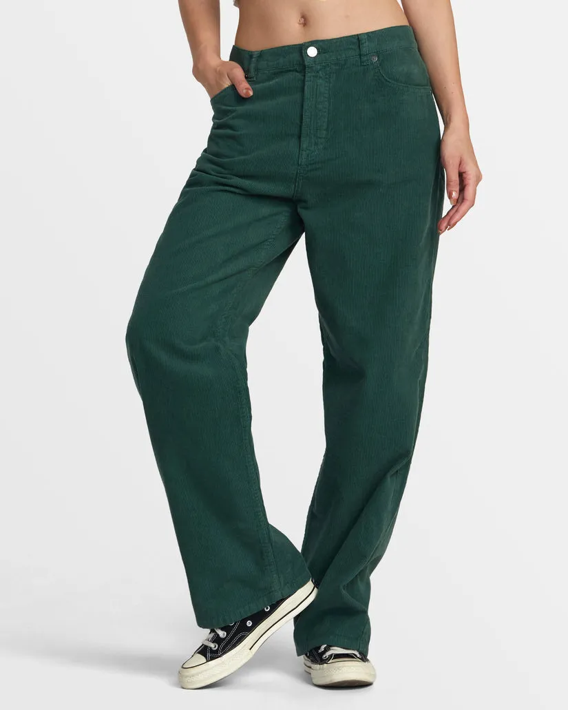 RVCA HERITAGE CORDUROY WIDE LEG PANTS - PINENEEDLE sold by Sun Diego Boardshops