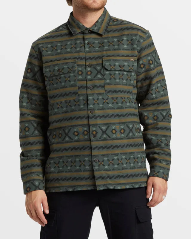 Billabong Offshore Jacquard Flannel Long Sleeve Shirt - SLATE GREEN sold by Sun Diego Boardshops