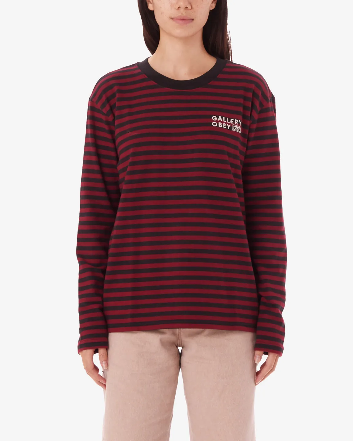 Obey GALLERY LS STRIPE - RED MULTI sold by Sun Diego Boardshops