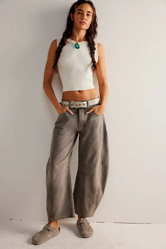 Free People We The Free Good Luck Mid-Rise Barrel Jeans - ARCHIVE GREY sold by Sun Diego Boardshops