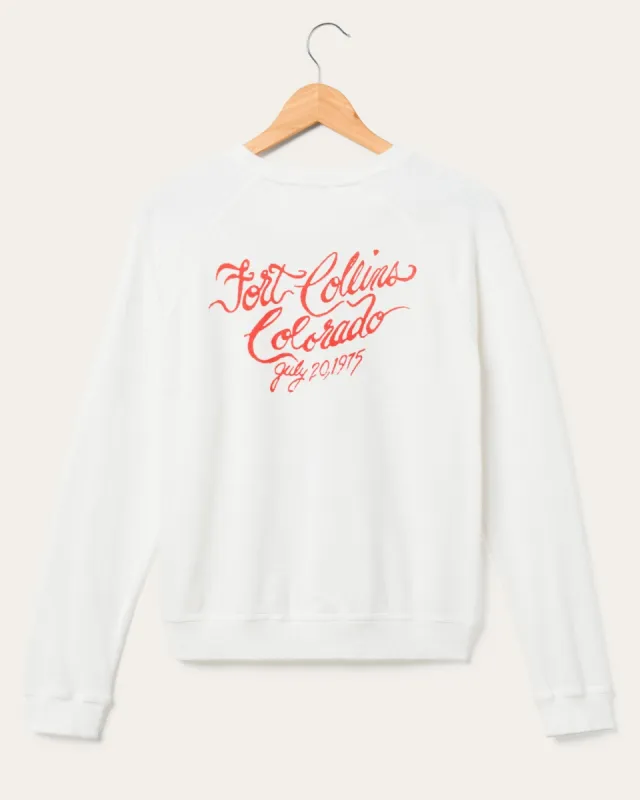 Junk Food Women's The Rolling Stones Fort Collins Colorado Fleece Raglan - VINTAGE WHITE sold by Sun Diego Boardshops