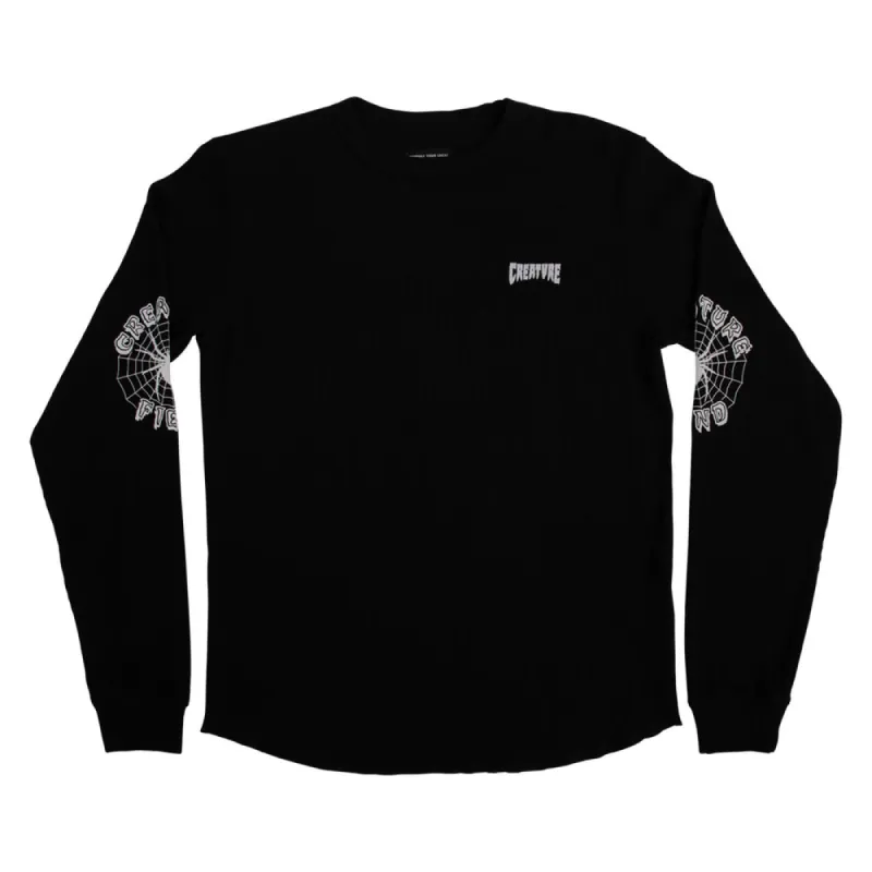 Creature Skateboards Web Waffle Thermal Creature Longsleeve T-Shirt - BLACK made by Sun Diego Boardshops