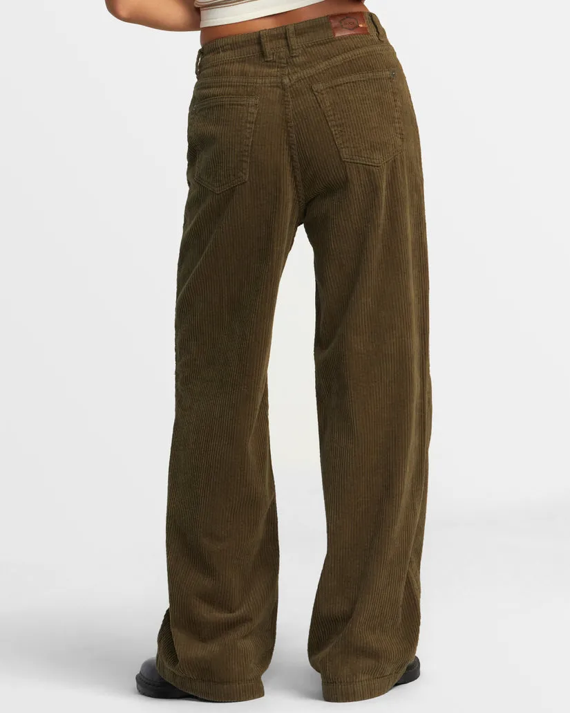 RVCA COCO CORDUROY WIDE LEG PANTS - DARK OLIVE sold by Sun Diego Boardshops product image thumbnail 3