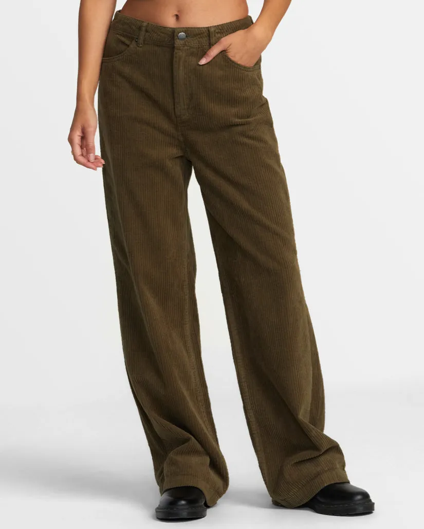 RVCA COCO CORDUROY WIDE LEG PANTS - DARK OLIVE sold by Sun Diego Boardshops product image thumbnail 2