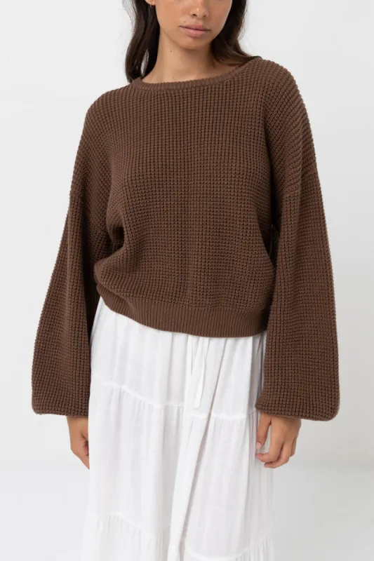 Rhythm Classic Knit Jumper - CHOCOLATE sold by Sun Diego Boardshops