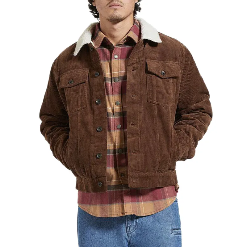 Brixton Cable Sherpa Lined Trucker Jacket - PINECONE BROWN made by Brixton